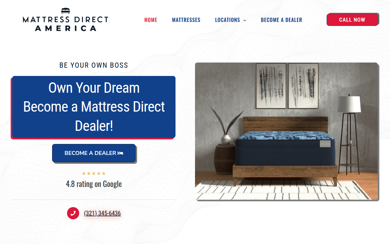 Mattress Direct America — Brevard SEM portfolio; web development and digital marketing, Brevard County, Florida