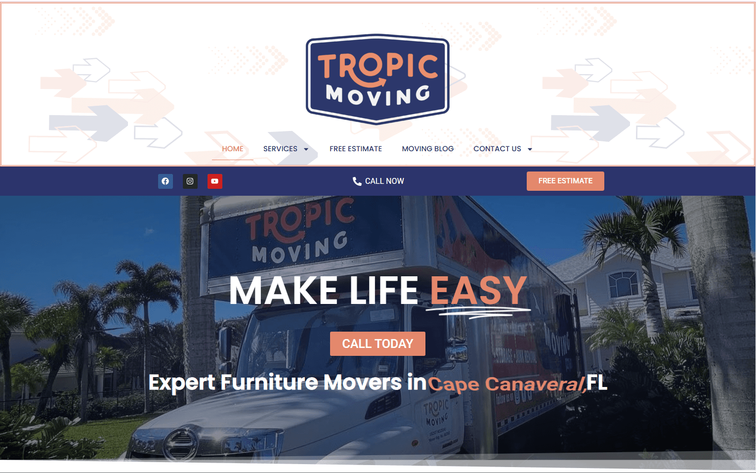 Tropic Moving — Brevard SEM portfolio; web development and digital marketing, Brevard County, Florida