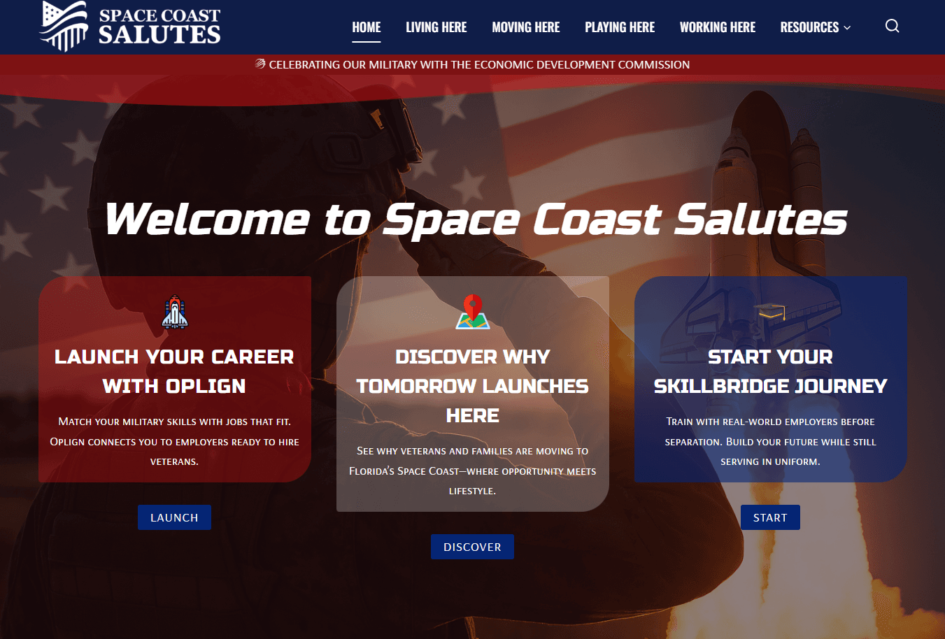 Space Coast Salutes — Brevard SEM portfolio; web development and digital marketing, Brevard County, Florida